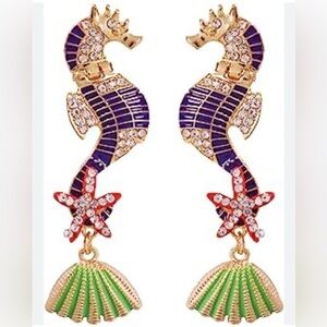 Betsy Johnson Purple Seahorse Earrings